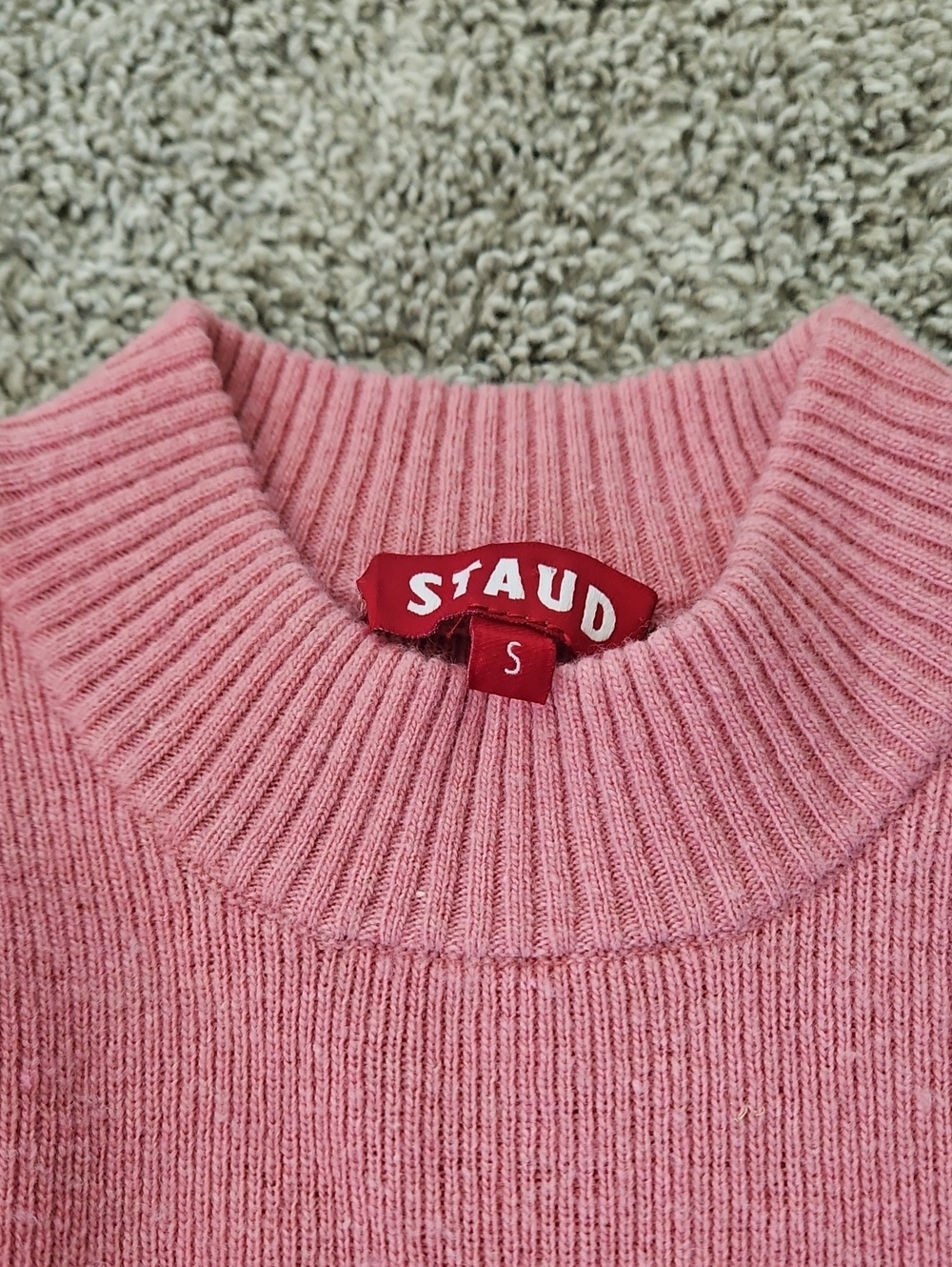 Staud  Pink Ribbed Long-Sleeve Midi Dress S - Picture 10 of 12